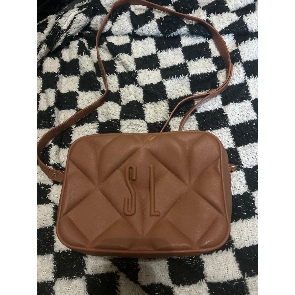 Quilted‎ Crossbody Bag Brown SL Initial Purse Adjustable Strap Trendy Chic